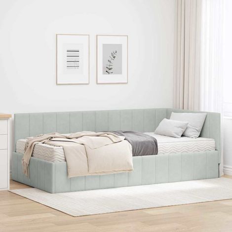 Struttura Letto Angolare con Materasso 2 pcs Grigio chiaro vidaXL (1/5)