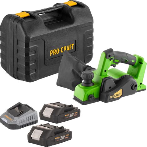 Procraft PE20BLbb Pialla a batteria 20 V 82 mm Brushless + 2x batteria 2,0 Ah + caricabatteria + valigetta