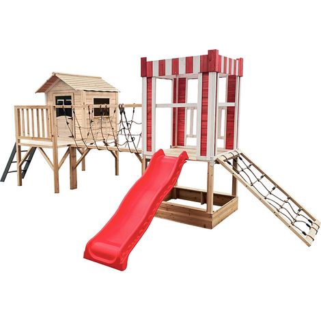 HOME DELUXE - Spielpark inkl. Rutsche WUNDERLAND - 555 x 340 cm  Ausstattung inkl. Rutsche  Spielpark Klettergerüst Kletterwand Sandkasten