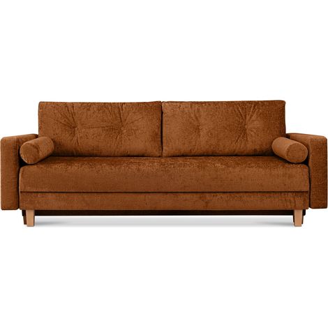 KONSIMO ERISO Schlafsofa 3 Personen mit weiche Sitzfläche und hohe Rückenlehne, rot (1/5)