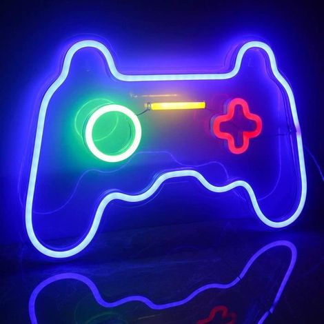 Lumière d\'enseignes au néon en forme de manette de jeu, décoration murale, veilleuse LED alimentée par USB (1/4)
