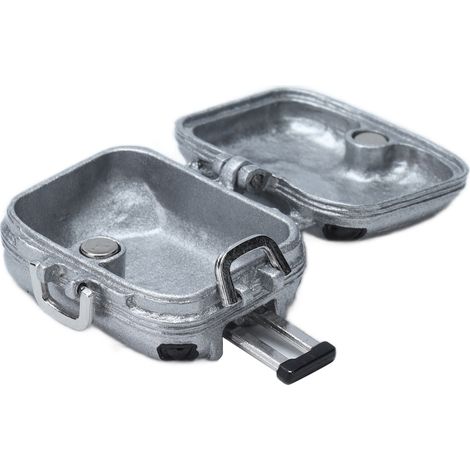 Mini valise rigide de voyage pour poupées, idéale pour une scène de vie miniature ou une maison de poupée (argentée). (1/5)