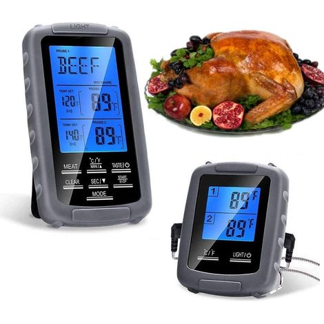 Ej.Life Thermometre Cuisine Thermomètre Barbecue BBQ Alimentaire Thermomètre sans Fil Thermomètre étanche pour BBQ, Four et Barbecue A (1/5)