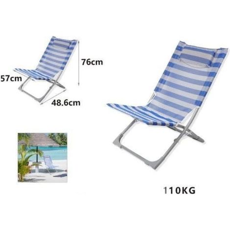 silla plegable para playa y campin con loneta blanca-azul 76x48x57 cms kmtstyle