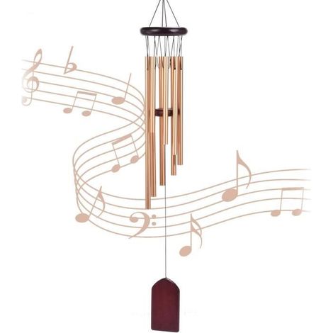 Ökologischer Windspiel - 8 Aluminiumröhren - Gartendekoration 65 cm Braun