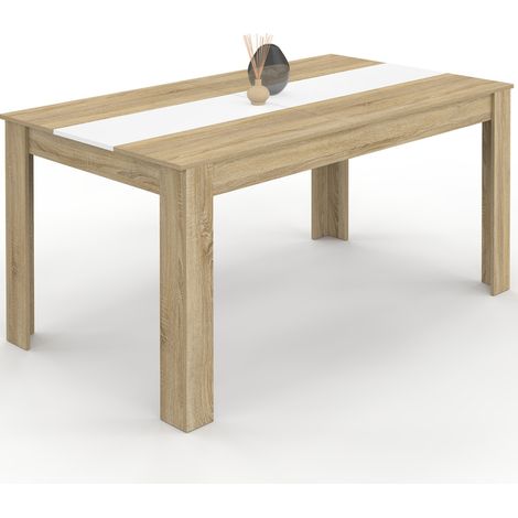 Tavolo da pranzo rettangolare GEORGIA per 8 persone in simil-faggio e bianco 160 x 90 cm (1/5)