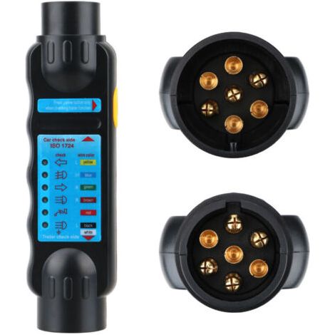Testeur Remorque 7 Broches, Testeur Prise Remorque 7 Broches, 12V Testeur Feux Remorque Câble Câblage Circuit Outils de Diagnostic, pour Caravan RV Voiture (Testeur Remorque 7 Broches) (1/4)
