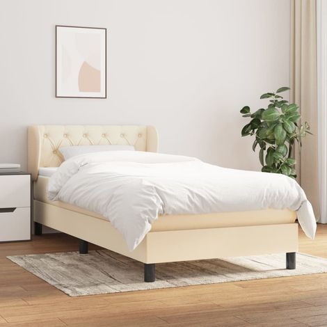 Sommier à lattes de lit avec matelas Crème 80x200 cm Tissu (1/5)