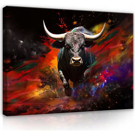 toile Peinture Murale abstraite taureau pour chambre salon moderne 100x70 (1/3)