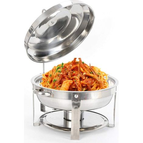 7.5 L Edelstahl Chafing Dish Rund Speisenwärmer Wärmebehälter Suppenwärmer, Chafing Dish Profi Set für Catering, Buffet und Party (1/5)