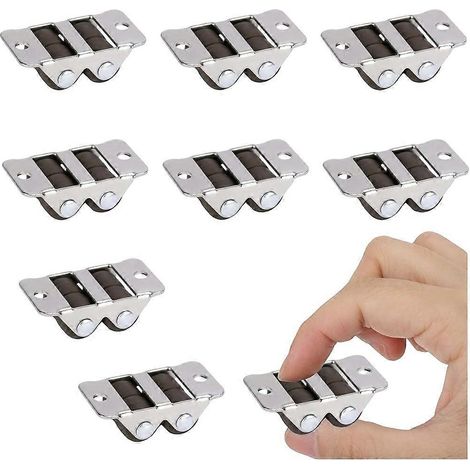 Petites roulettes double rangée à quatre roues, mini-roulettes fixes de 1/2 pouce, compatibles avec les tiroirs sous le lit et les projets de bricolage (paquet de 8) (1/5)