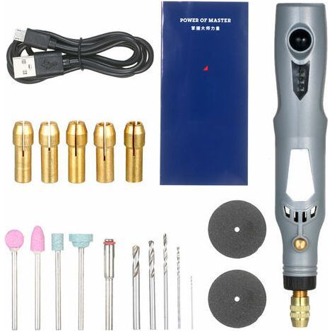 autres Handheld Electrique Grinder Kit Outil Rotatif Power Rechargeable 3 En 1 Polisseuse Driller Moulin Pen Kit Machine Avec Micro Usb Cable 21Pcs Accessoires (1/5)