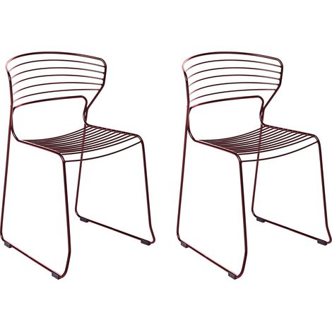 Set di 2 sedie da pranzo imbottite Design moderno Base in metallo rosso Pistoia