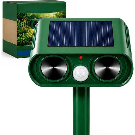 Solarbetriebenes Ultraschall-Katzenabwehrgerät für den Außenbereich, wasserdichtes Gerät gegen Maulwürfe, Vögel, Mäuse und Ratten mit blinkender LED (Standard) (1/5)