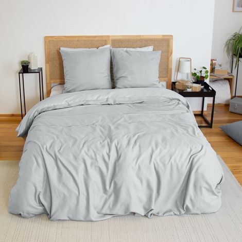 Parure de lit flanelle douce et confort Gris clair 240x220 cm