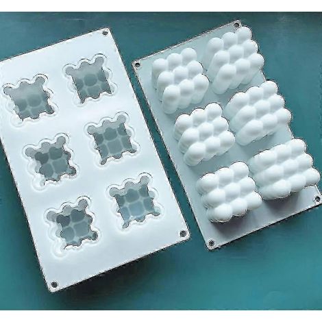 Moule en silicone cubique 3D à 6 cavités, fabriqué en matériau antiadhésif de qualité alimentaire, adapté à la fabrication de bougies, à la pâtisserie, à la fabrication de savons, outil de cuisson fle (1/4)