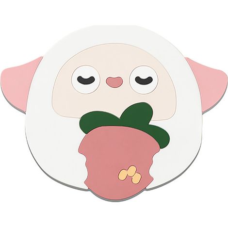 Niedliches, rutschfestes Tischset für Tassen, leicht zu reinigen – Weißes Lammmotiv, 18,5 x 14,5 cm – Ideal für Kaffee und Schüsseln (1/5)
