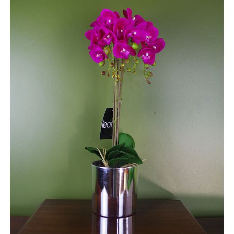 52cm Artificial Orchid Large - Dark Pink / Silver (1/3)