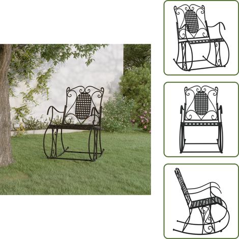 The Living Store Banc à bascule 84 cm noir acier - Banc extérieur (1/5)