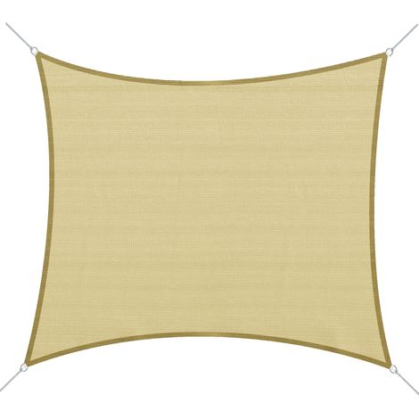 Outsunny – Voile d'ombrage rectangulaire 3x4m – HDPE 185g/m² – Bloque 90% des UV – Micro perforé pour circulation d'air – Couleur sable