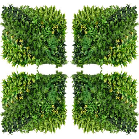 Pared vegetal artificial 12 piezas 50 x 50 cm de polietileno verde con protección UV (1/5)