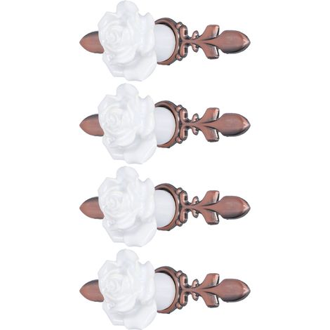 Lot de 4 poignées en cuivre antique rose, bouton simple trou pour armoire, tiroir, dressing, style européen (modèle : 1070 petit rouge ancien - blanc) (1/5)