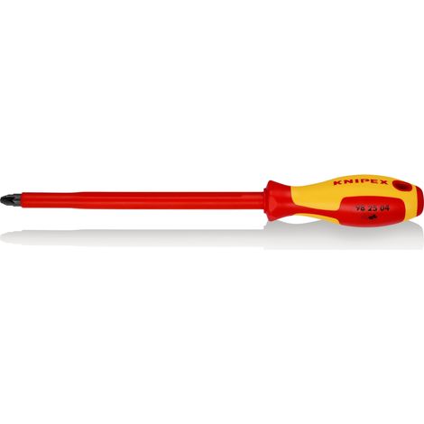 KNIPEX 98 25 04 Destornillador para tornillos cruciformes Pozidriv® mango aislante en dos componentes, según norma VDE Barnizados 320 mm