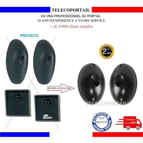 Jeu de photocellules - Compatible Proteco PRF3602/PRF341/PRF2402 - Infrarouge - Portée 10 m - 12–26 V AC/DC