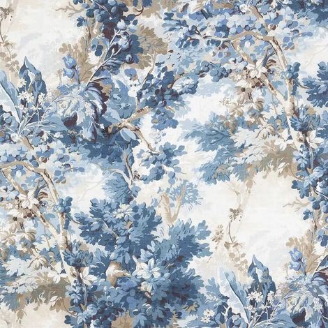 papier peint panoramique des arbres et des fleurs bleu et blanc - Sanders & Sanders (1/5)