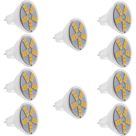 Lot de 10 ampoules LED MR11 GU4 5W 600lm blanc chaud avec 15 LED SMD 5630 (1/3)