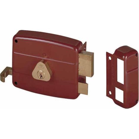 Serratura da Applicare Cisa 50121-70-2 per Porte in Legno, Sinistra, Fisso Cilindro, 70 mm, Marrone