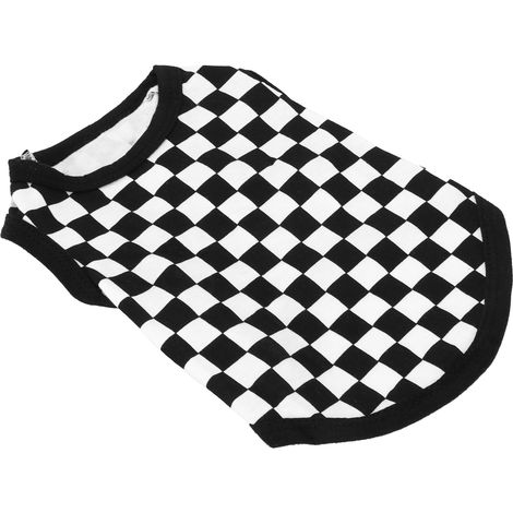 T-shirt sans manches pour animaux de compagnie, gilet pour animaux de compagnie, t-shirts en coton sans manches à motif mosaïque pour petits cochons d'Inde (motif à carreaux noirs et blancs, taille S) (1/5)