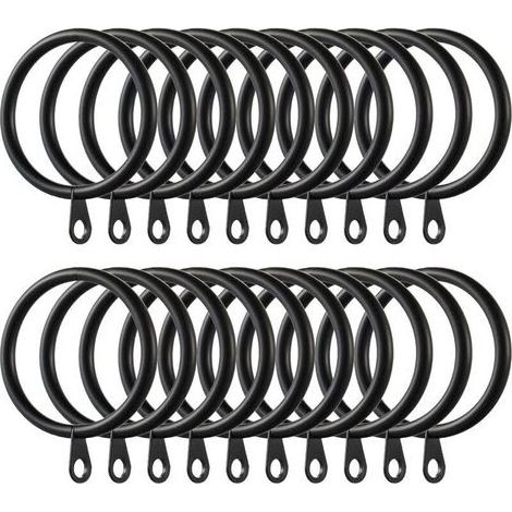 60pcs Anneaux de Rideau Anneaux Suspendus avec Oeil Fixe Crochets pour Rideaux pour Rideaux et Tringles, 38mm Diamètre Intérieur (Noir) (1/5)