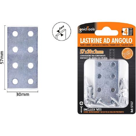 Kaela - Set 4 Pz Lastrine Lastrina Piastra Di Giunzione 57x30x2 Mm Con Viti Mobili 57137 - (1/2)