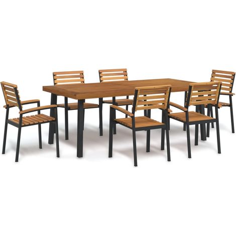 7 Piece Garden Dining Set Solid Wood Acacia and Metal vidaXL (1/5)