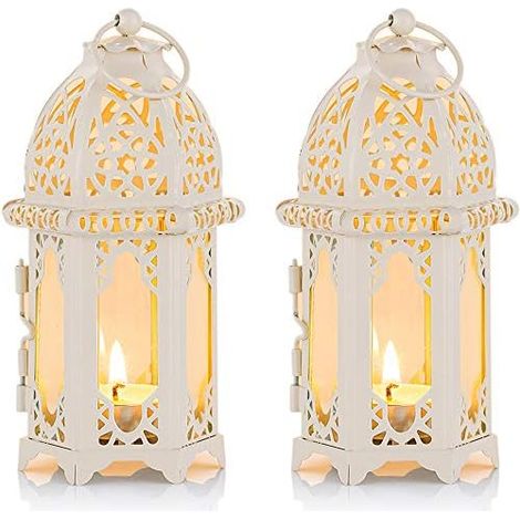 Kerzenständerlaterne im marokkanischen Stil, kleine Teelichtlampe, klare Glasscheibe, perfekt für Terrasse, Innen-/Außenbereich. (1/5)