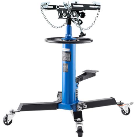 Cric de transmission 0,5 tonne 1100 livres, télescopique 2 étages à pédale, roue pivotante 360 degrés, bleu, usage polyvalent (1/5)