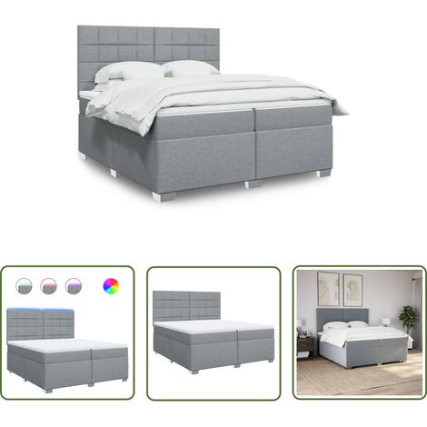The Living Store Boxspringbett mit Matratze Hellgrau 200x200 cm Stoff - Boxspringbett - Doppelbett - Liegefläche 200x200cm - Bettenrahmen - Massivholzböden (1/5)