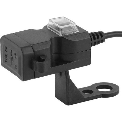 Eamber - Cargador impermeable para manillar de motocicleta con dos puertos USB. Apto para 12-24V. (1/5)