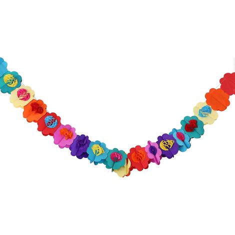 Décorations de guirlande en papier, bannière mexicaine, guirlande d'hibiscus, guirlande de fleurs tropicales en papier, décorations pour une fête hawaïenne (Lau) (1/5)