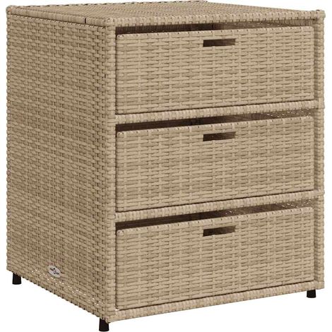 Armoire de rangement de jardin beige 55x59x69 cm résine tressée