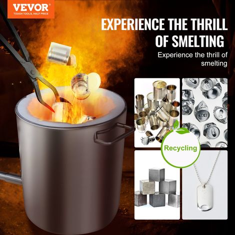 Four de Fusion à Gaz 6 kg 1482 ℃ Four à Propane Fonderie avec Creuset en Graphite Kit de Four de Fusion de Métal Corps en Inox 1 Brûleur Pince pour Fondre Or Alu Argent Recyclage des Ferrailles (1/5)