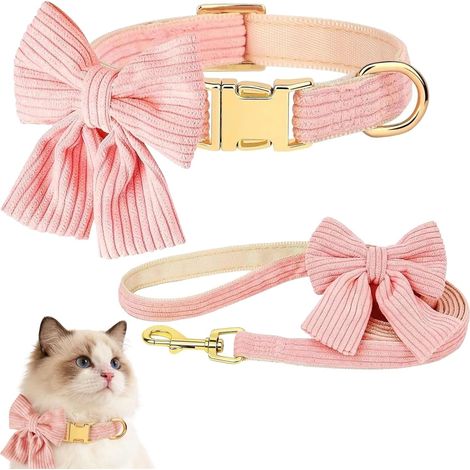 CCYKXACollier et Laisse pour Chien, Collier Réglable pour Chiot, Collier Adorable avec Nœud Papillon et Laisse 150 cm, Collier Confortable pour Chiens Petit (1/5)