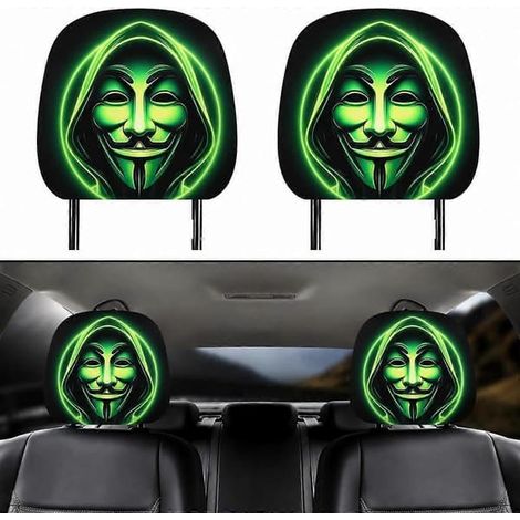 Lot de 2 housses d'appuie-tête fantôme effrayantes pour Halloween, impression élastique double face, décoration de Noël universelle pour sièges avant de voiture, camion, SUV (2 pièces) (1/5)