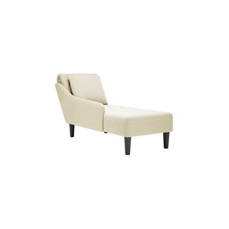 Fauteuil long avec coussin et accoudoir droit crème velours (1/5)