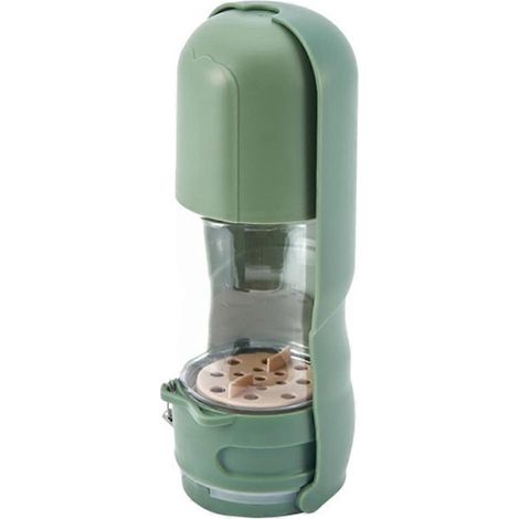 Bouteille d'eau 2 en 1 pour chien, fontaine à eau intégrée pour croquettes, accessoire de voyage pour chien, distributeur d'eau pour petits animaux de compagnie. (1/5)
