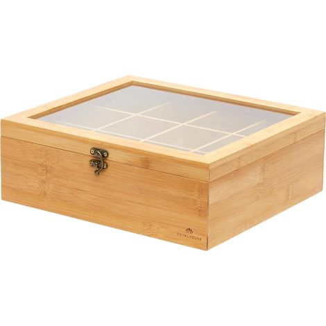 Teebeutel-Organizer, multifunktionale Aufbewahrungsbox mit 12 Fächern und transparentem Acrylfenster im Deckel. (1/5)