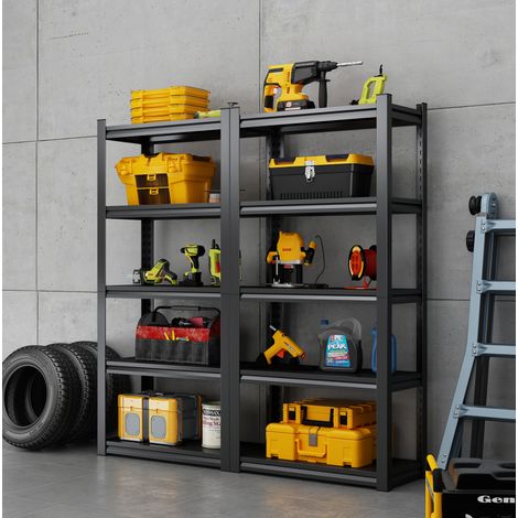 MEUBLIV Étagère métallique 80x40x160 cm noire – 5 niveaux réglables, charge 650 kg (1/5)