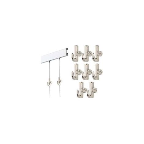 Lot de 10 Crochets Mini Argentés pour Cimaise et Rail de Tableau, Idéal pour Suspendre Art et Cadres (1/4)