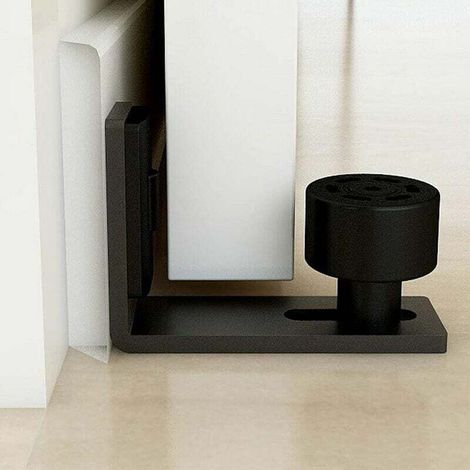 Ajustable Guide de Plancher Noir Guide Inférieur Pour Porte en Bois Coulissante Mur / porte (1/4)